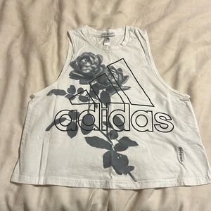 White Adidas floral tank top